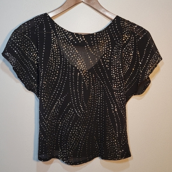 Vintage Rumours sequined see-through black top. Small - Picture 1 of 16